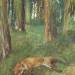 Dead fox lying in the Undergrowth